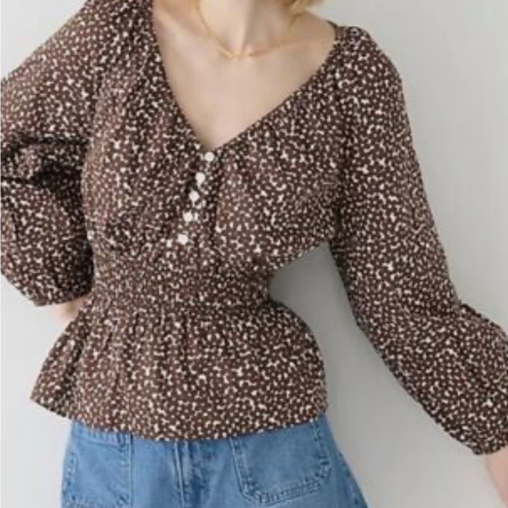 J Crew V-Neck smocked waist top, size M